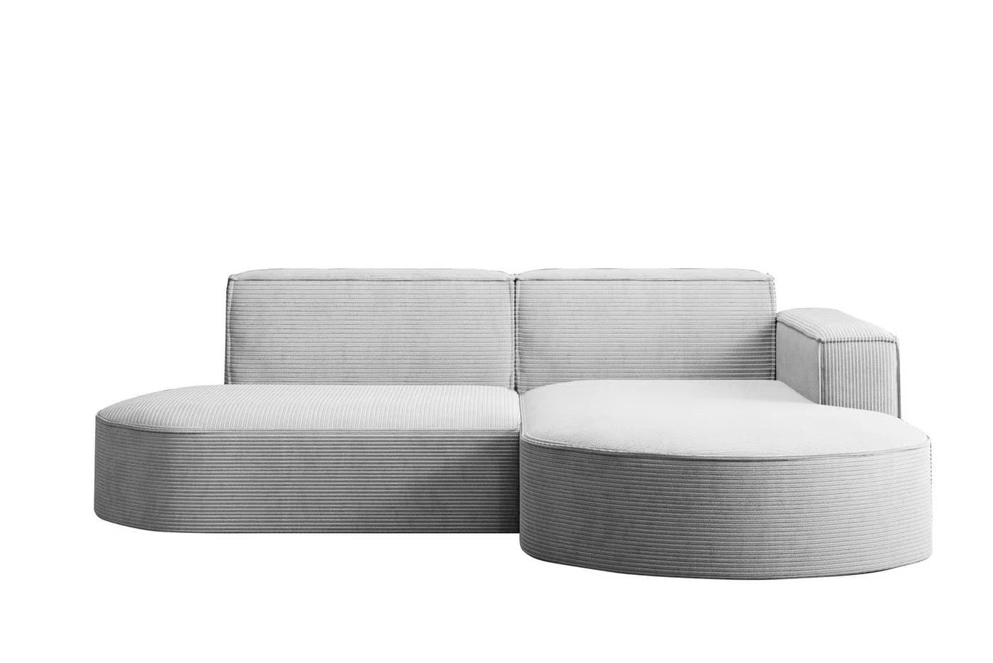 Kaiser Möbel Ecksofa MODENA STUDIO L-Form Cord Hellgrau