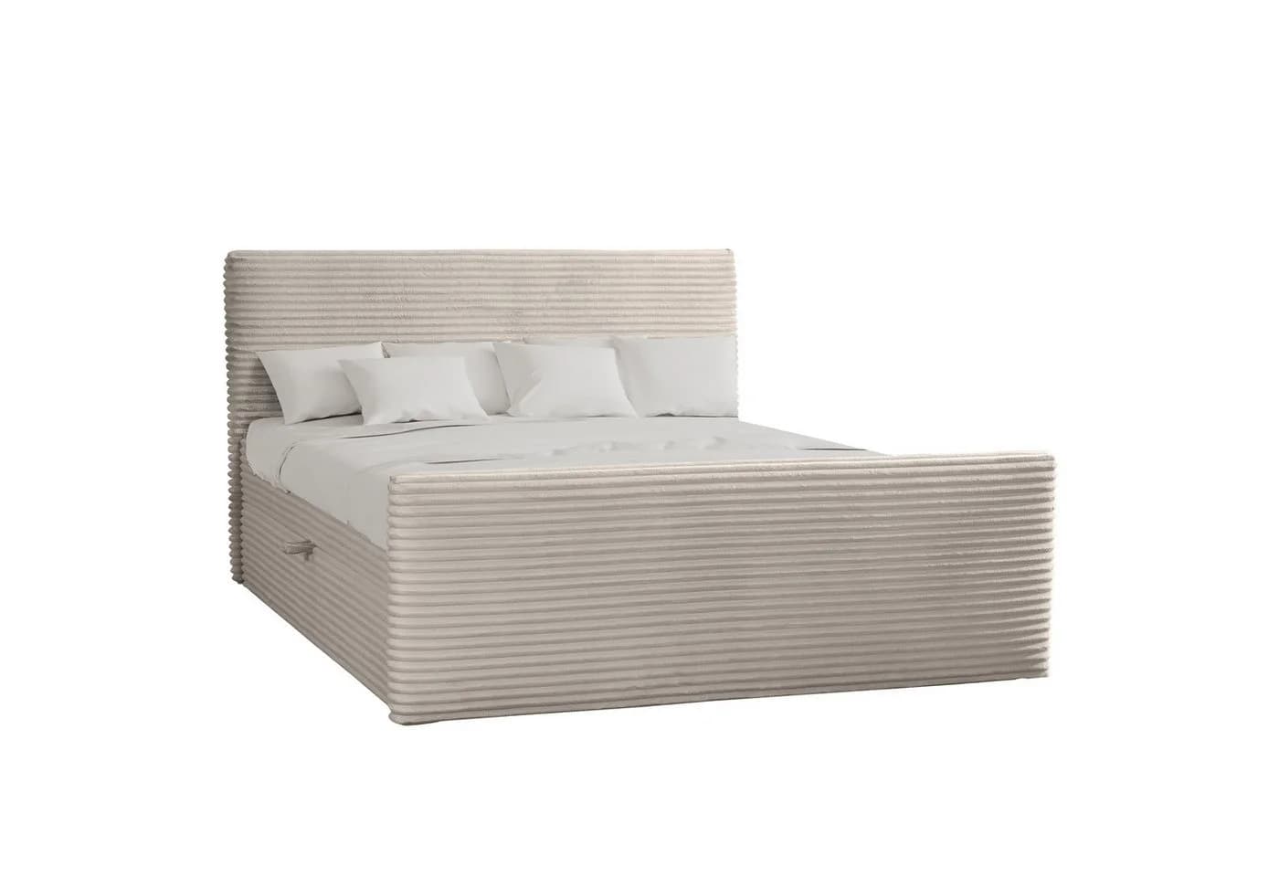 Kaiser Möbel Boxspringbett Trento VELO Stoff mit Bettkasten & Topper