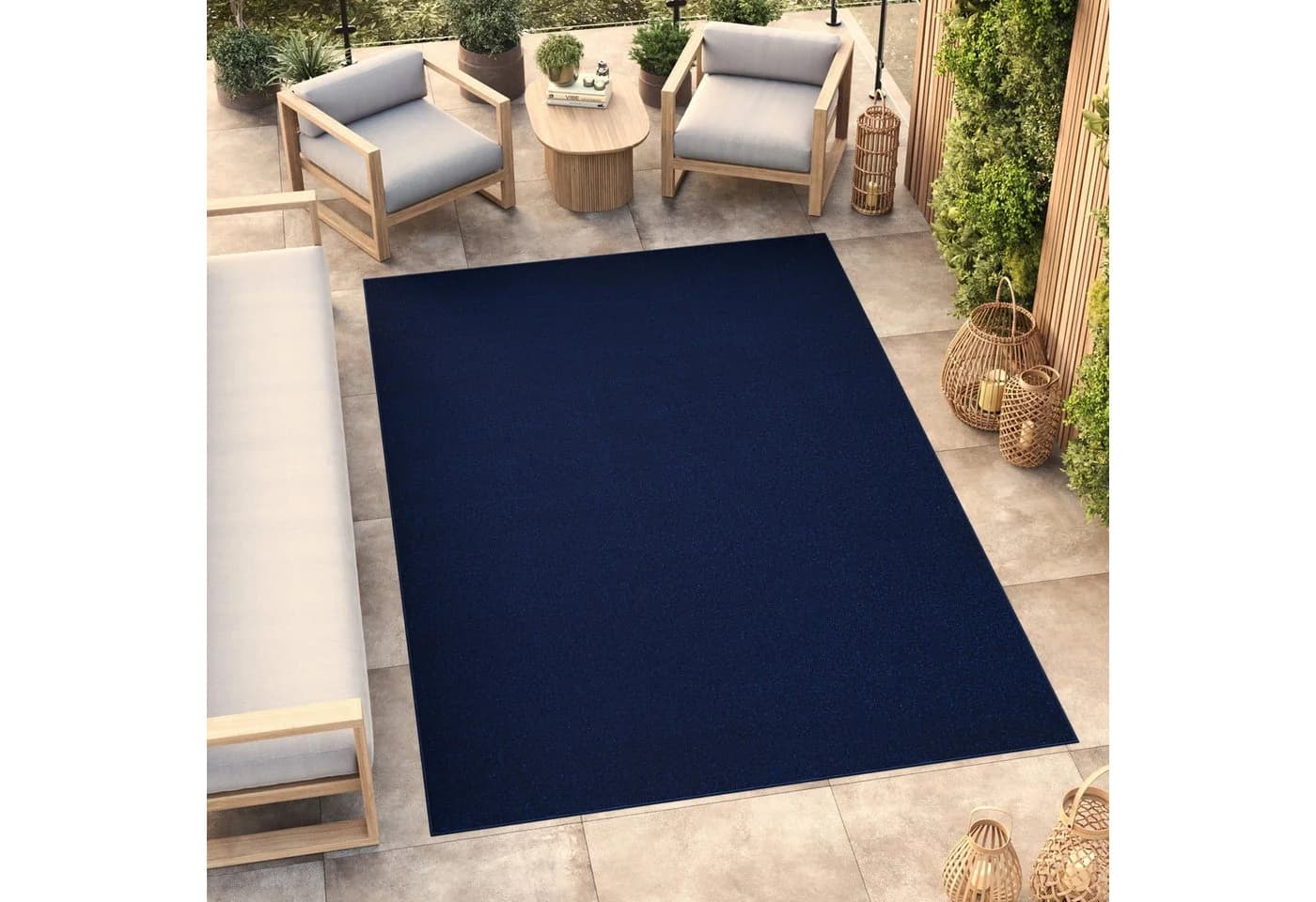 Tapiso Outdoorteppich MONO Marineblau Modern Einfarbig