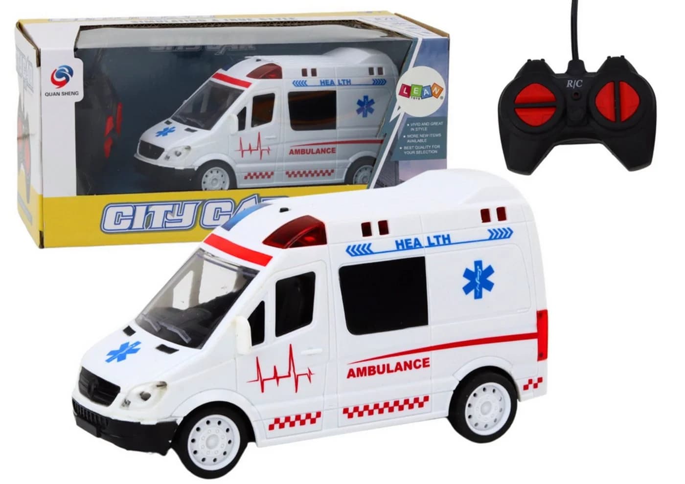 Wisam RC-Krankenwagen Ferngesteuert mit Blaulicht und Sounds Weiß