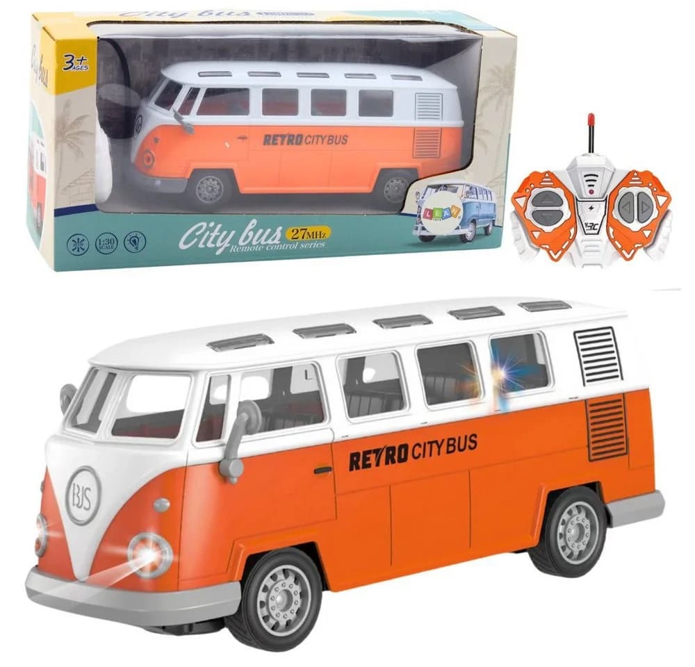 Wisam Ferngesteuerter Retro-Stadtbus 1:30 Orange/Weiß mit Licht