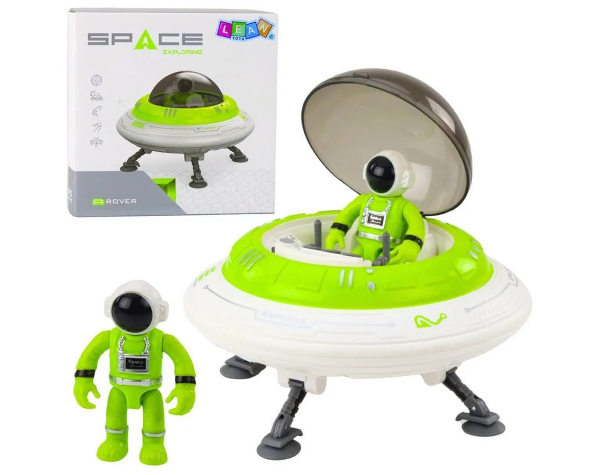 Lean Toys Spielzeug-UFO mit Astronaut & Lichtern & Sounds Grün