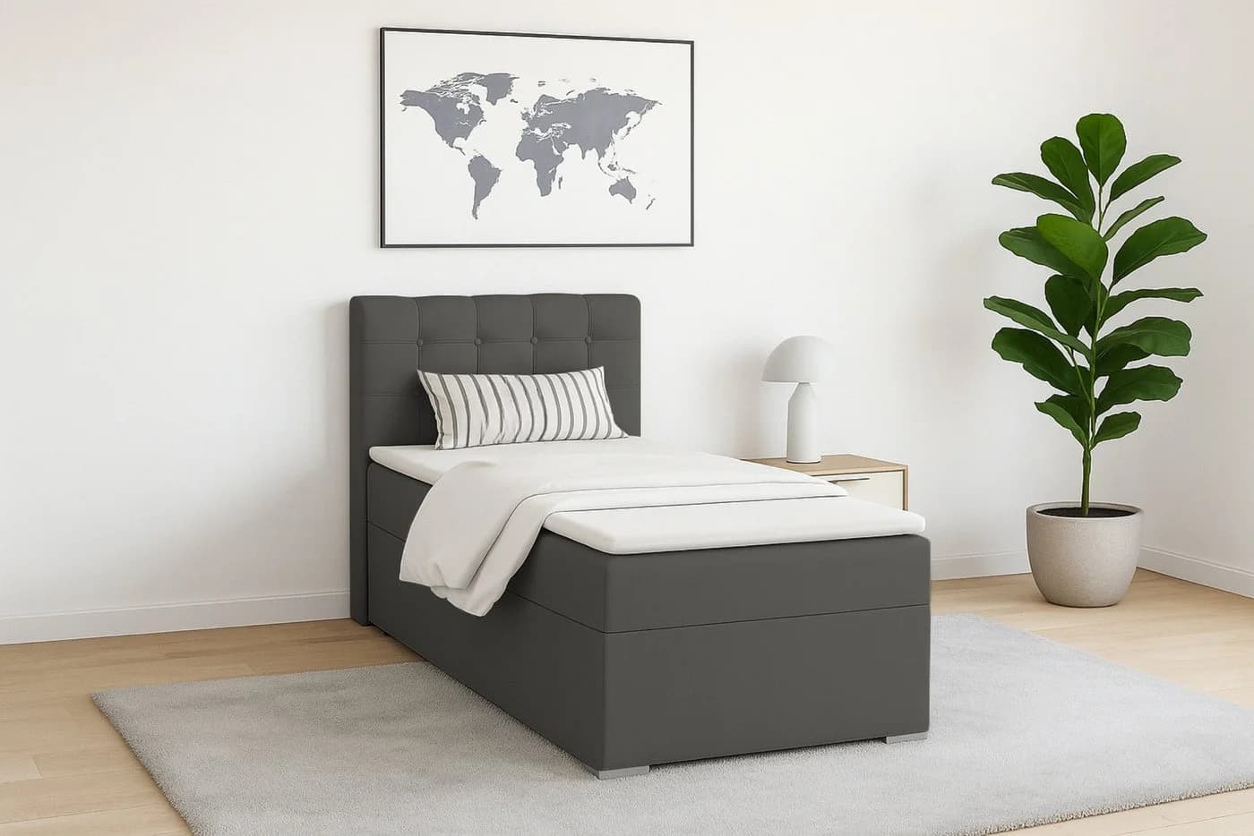 Deine Möbel 24 Boxspringbett JUNG 3 mit Bettkasten & Topper Anthrazit