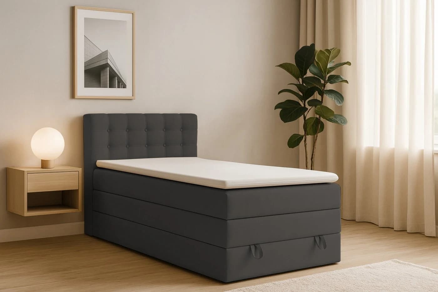 Deine Möbel 24 Boxspringbett JUNG 1 mit Bettkasten & Topper