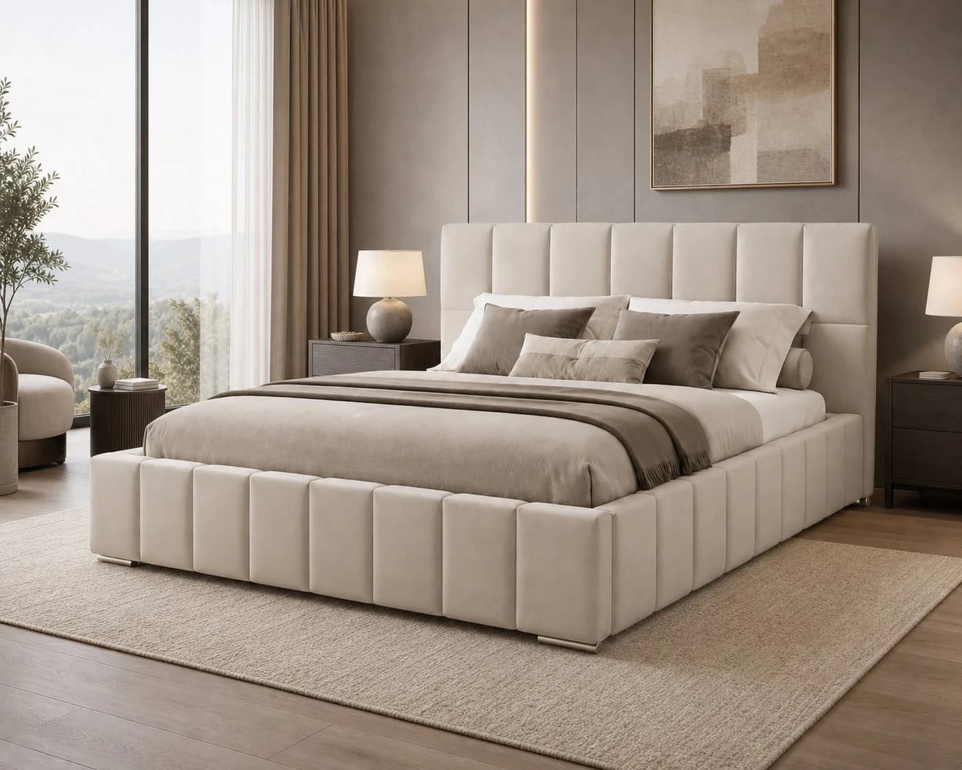 MARPUR Polsterbett ALMA Beige mit Bettkasten und Lattenrost