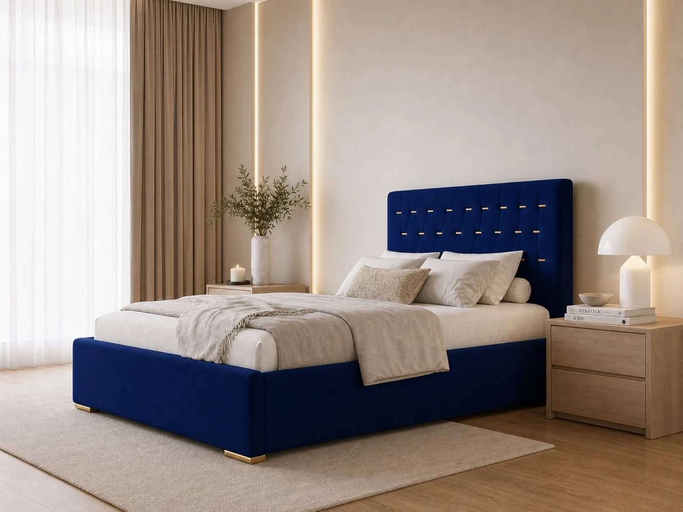 MARPUR Polsterbett GOLDEN PREMIUM Blau mit Bettkasten