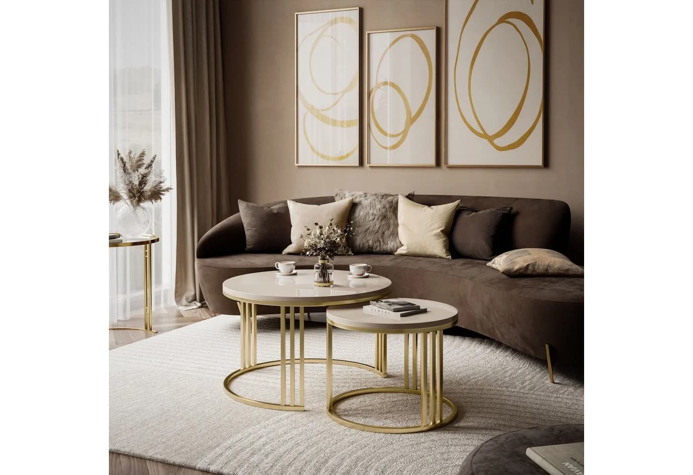 Lookway Couchtisch LORI 2in1 Hochglanz Gold