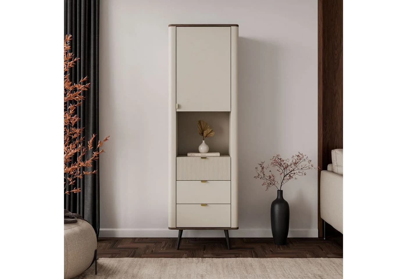 Lookway Regal AUTUMN 1D3S mit Schubladen Beige Braun