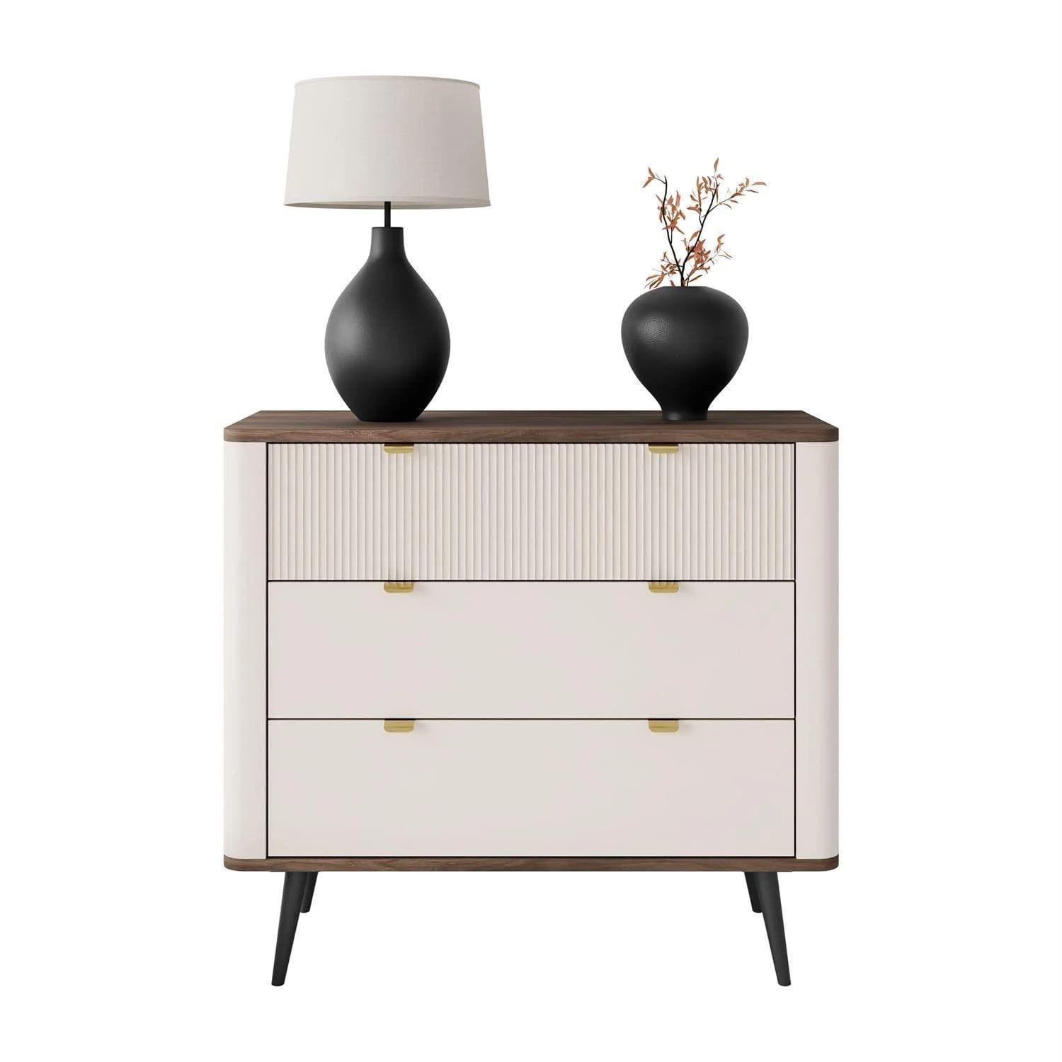 Lookway Kommode AUTUMN 3S Beige Schwarz Metallbeine