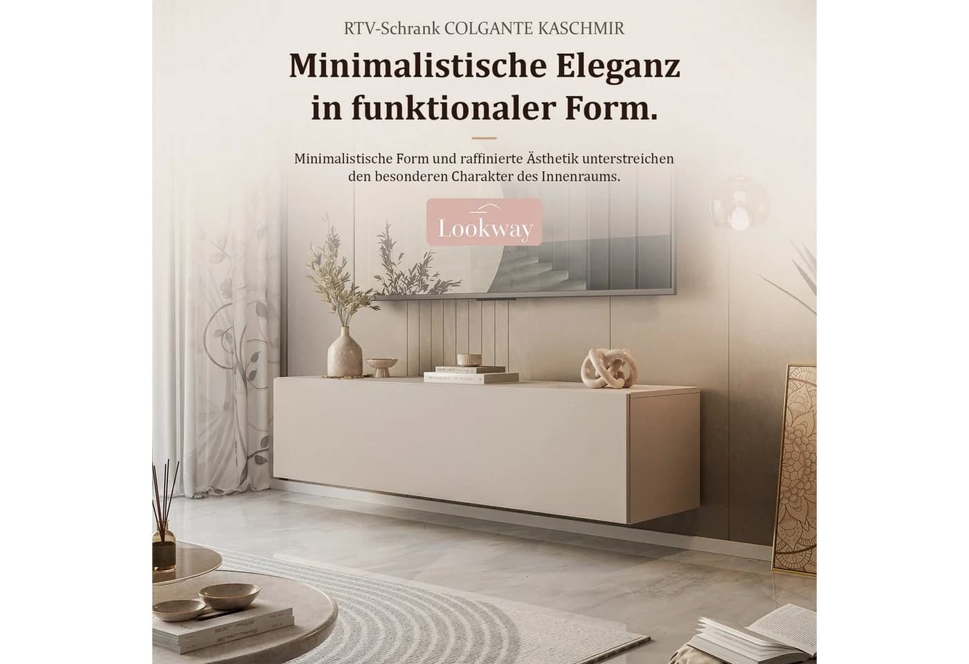 Lookway TV-Schrank COLGANTE Hängeschrank Kaschmir PUSH-OPEN