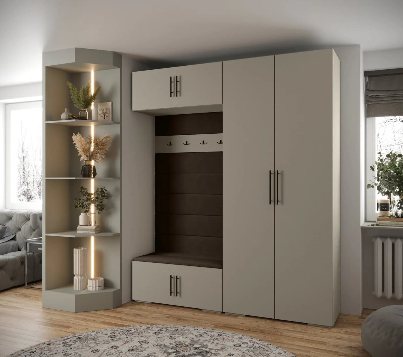 ABIKS MÖBEL Garderobe INOVA 3 SATZ mit Kleiderstange und Regalen