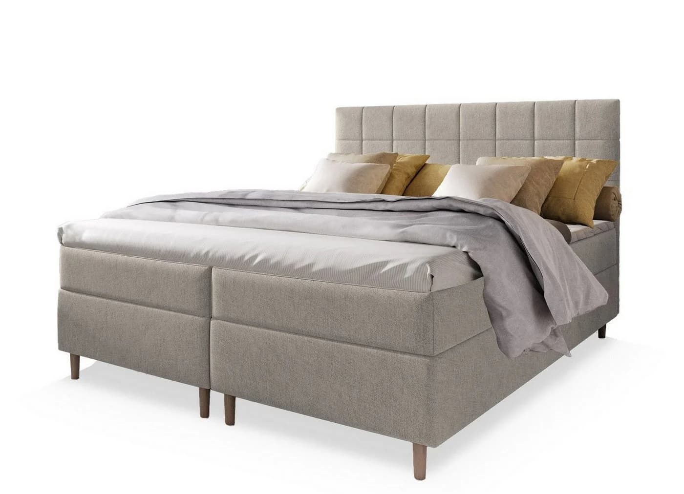 Masseno Boxbett IBIZA beige mit Bonell-Matratze und Topper
