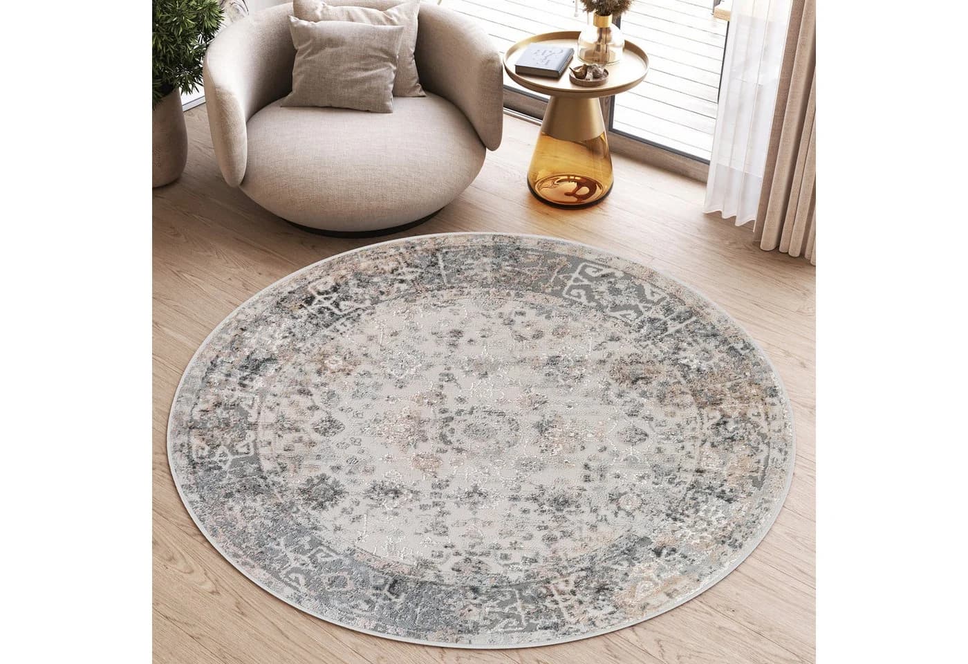 Tapiso Teppich VALLEY Rund Vintage 9 mm