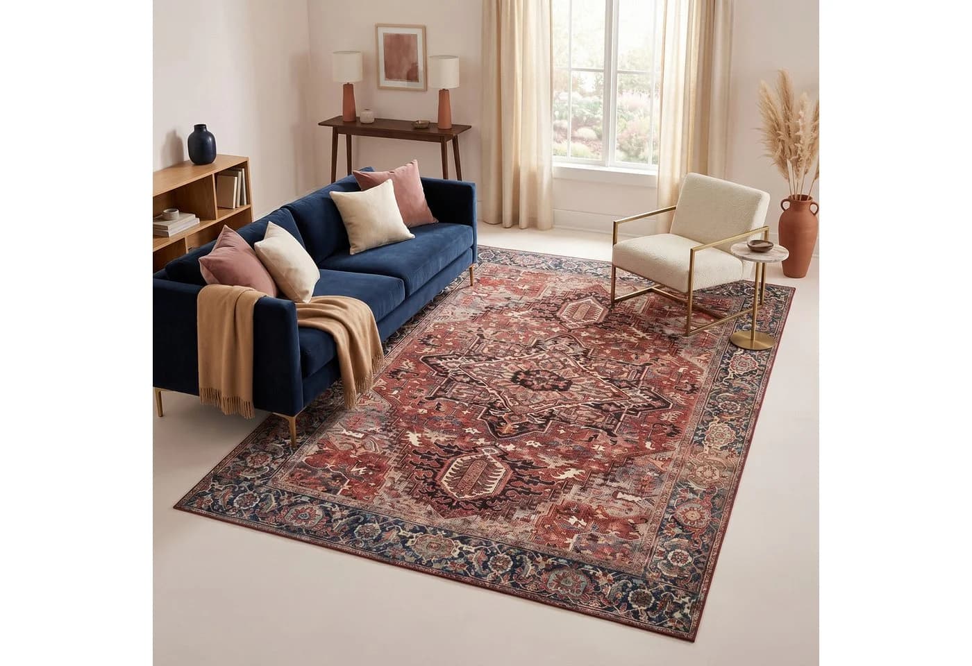 Tapiso Orientteppich ISPAHAN Rot Orientalisch Kurzflor