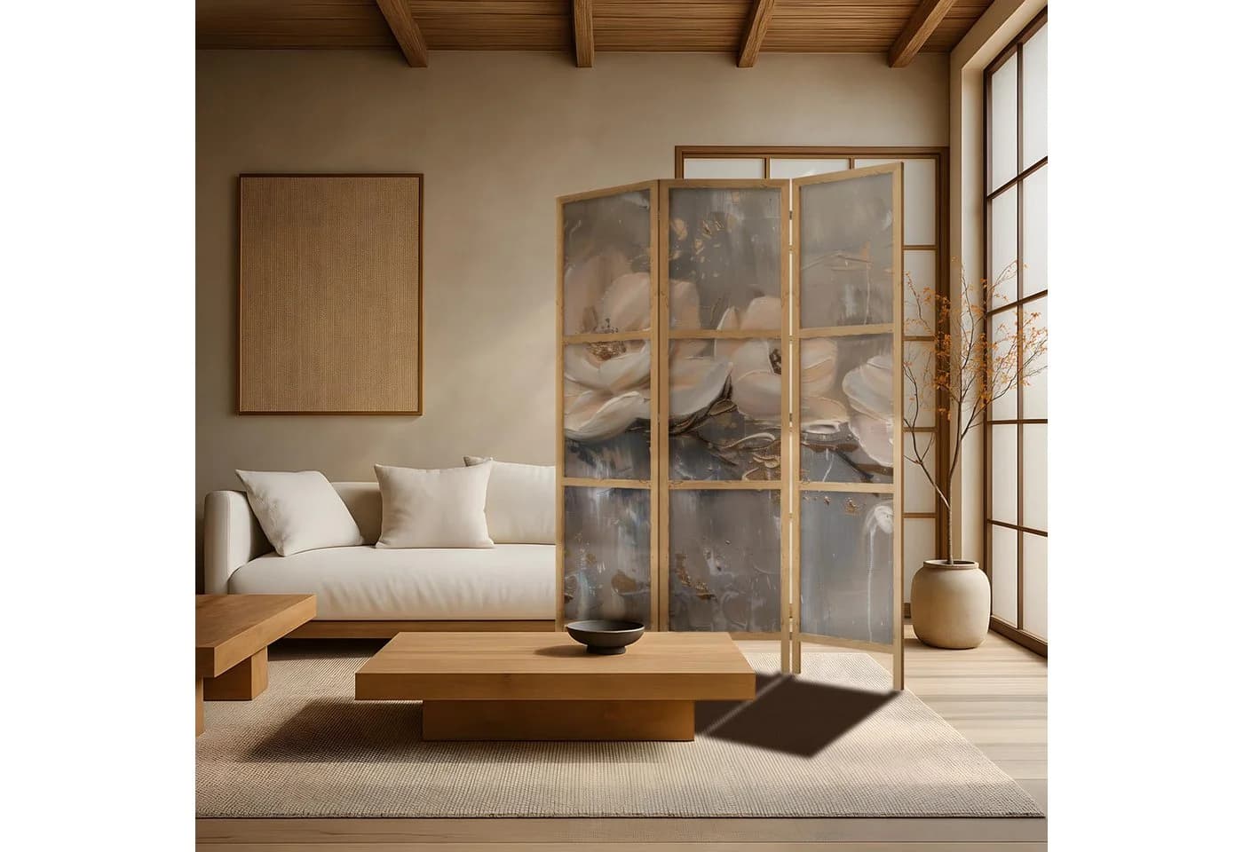framed concept Paravent Orientalisch Holz Leinwand
