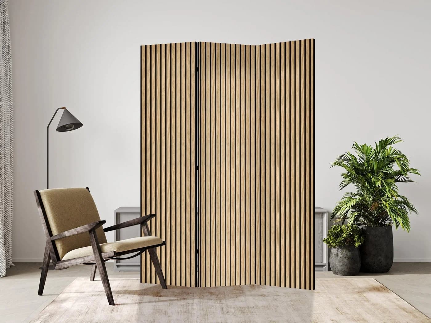 framed concept Paravent Raumteiler Holz Leinwand Beidseitig