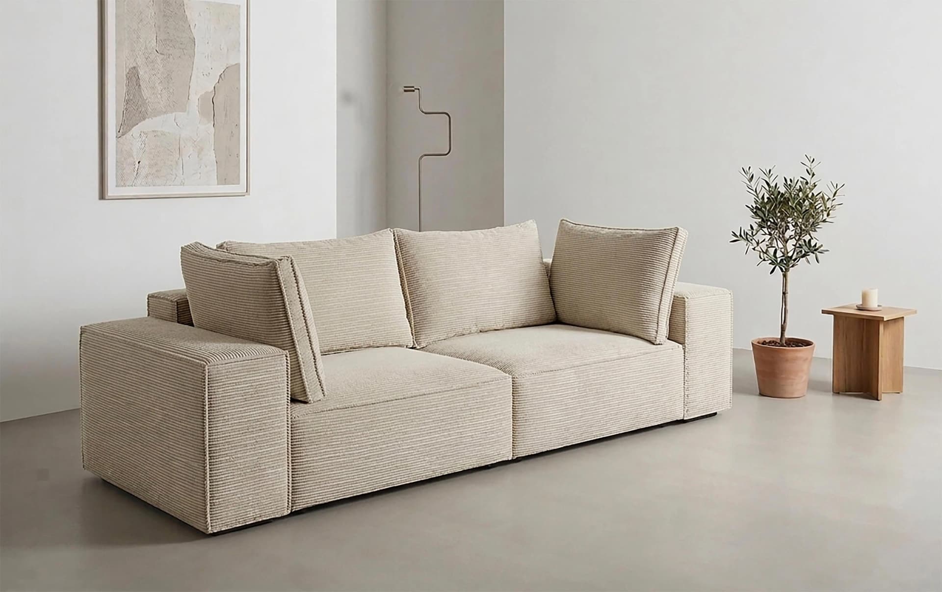 TRENDS BY HG Big-Sofa CONOR 2er mit Schlaffunktion und Bettkasten Cream