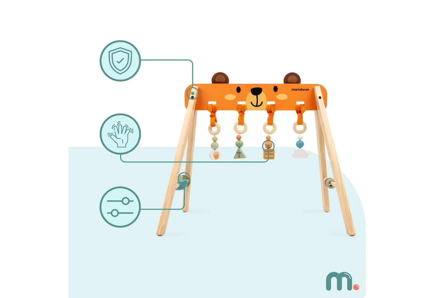 Mamabrum Baby Gym Holz Spielbogen Montessori mit Anhängern