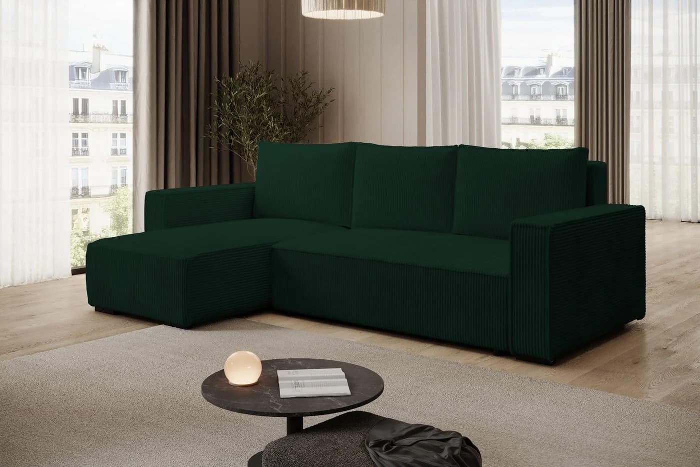 storez24 Ecksofa Letto mit Bettkasten und Schlaffunktion, Cordstoff, L-Form, bequem
