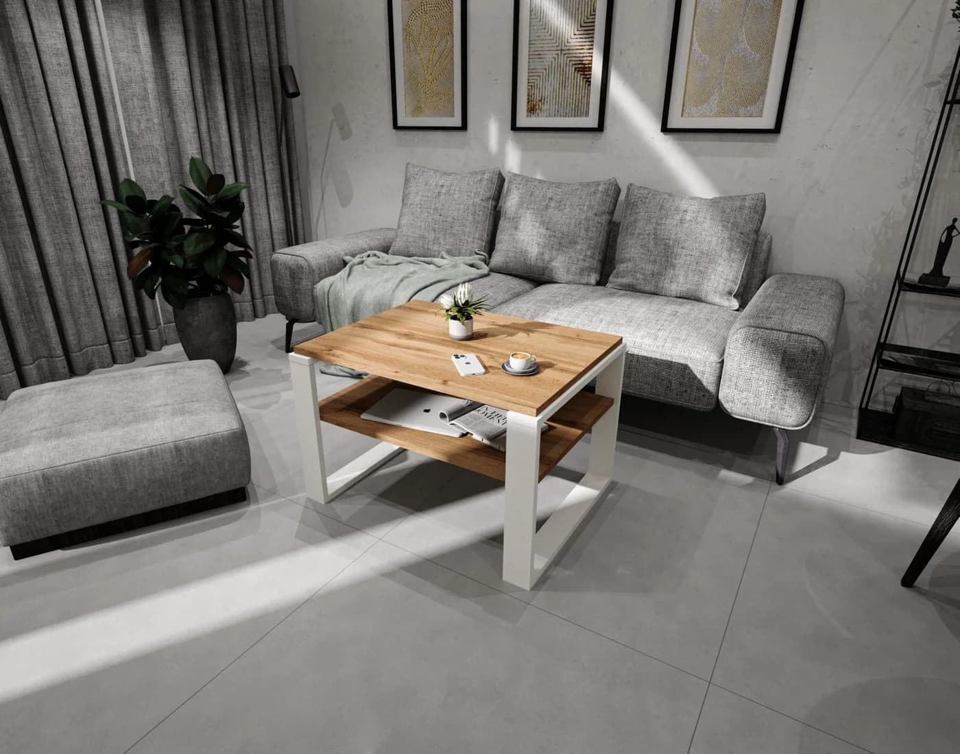 TREND WERK Couchtisch Braun mit Ablagefläche Modern