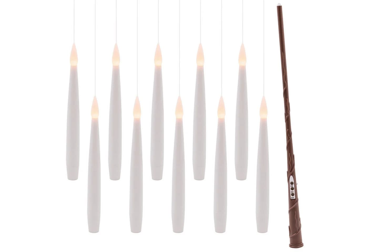 Sarcia LED-Kerzen 10er-Set mit Zauberstab-Fernbedienung Warmweiß