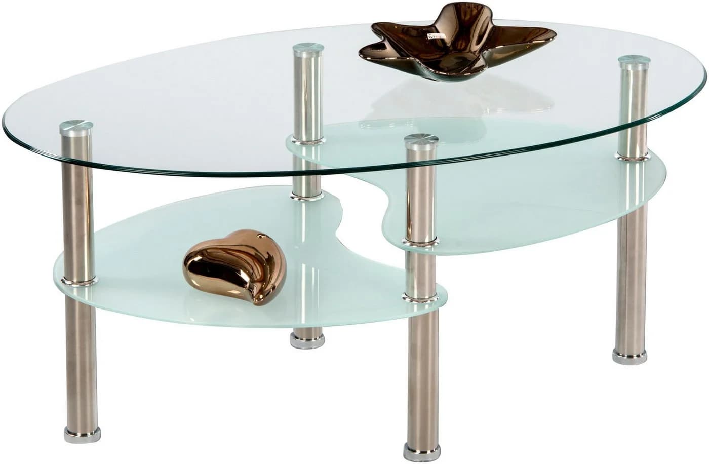 STOLKOM Wave Couchtisch Oval Glas Edelstahl