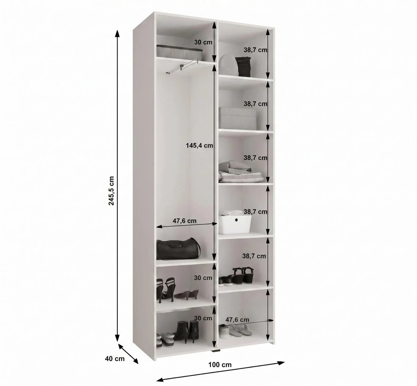 ABIKS MÖBEL Drehtürenschrank COMO 2 Schlafzimmerschrank Weiß/Schwarz