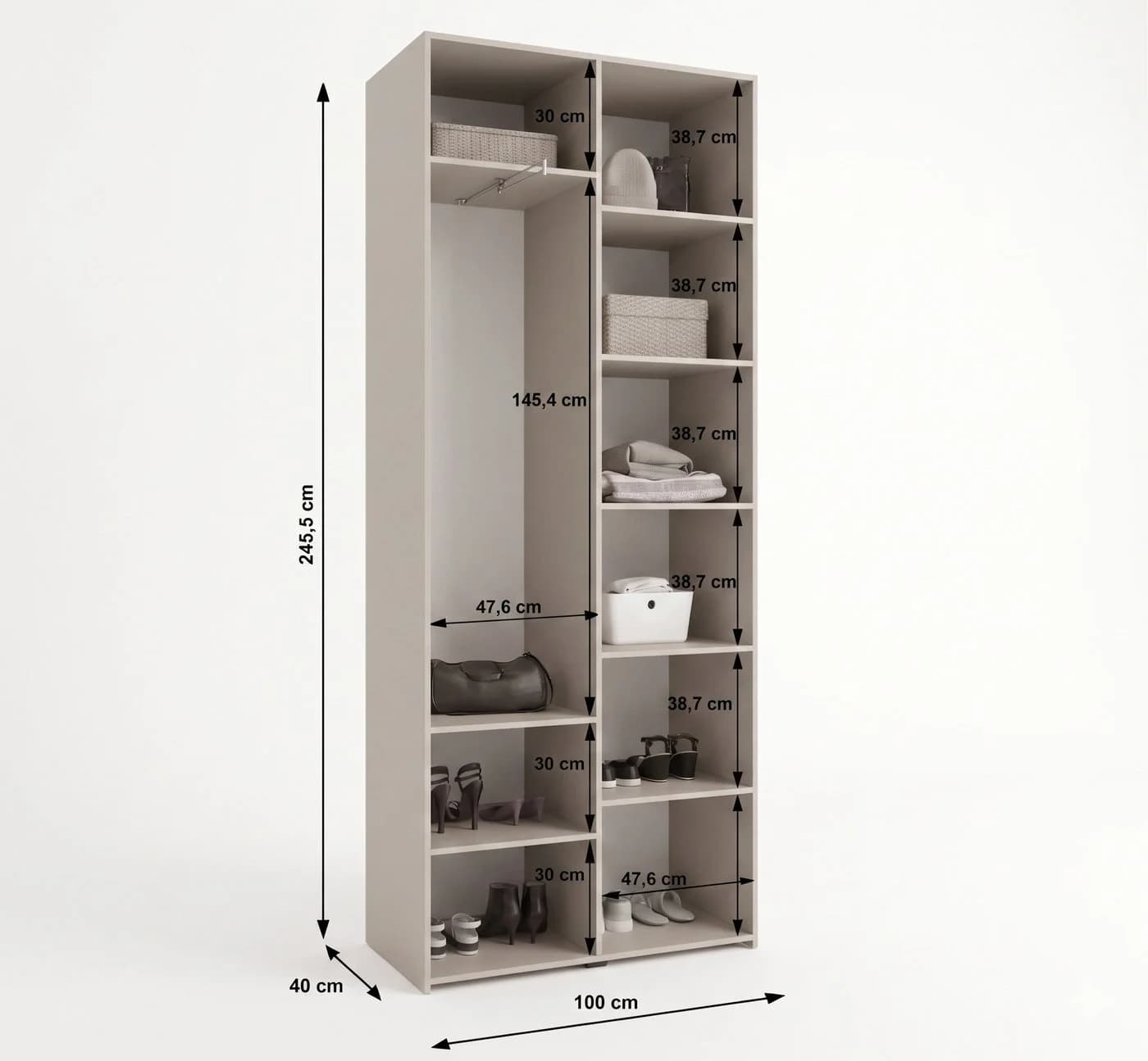 ABIKS MÖBEL Drehtürenschrank COMO 4 Schlafzimmerschrank Schwarz/Beige