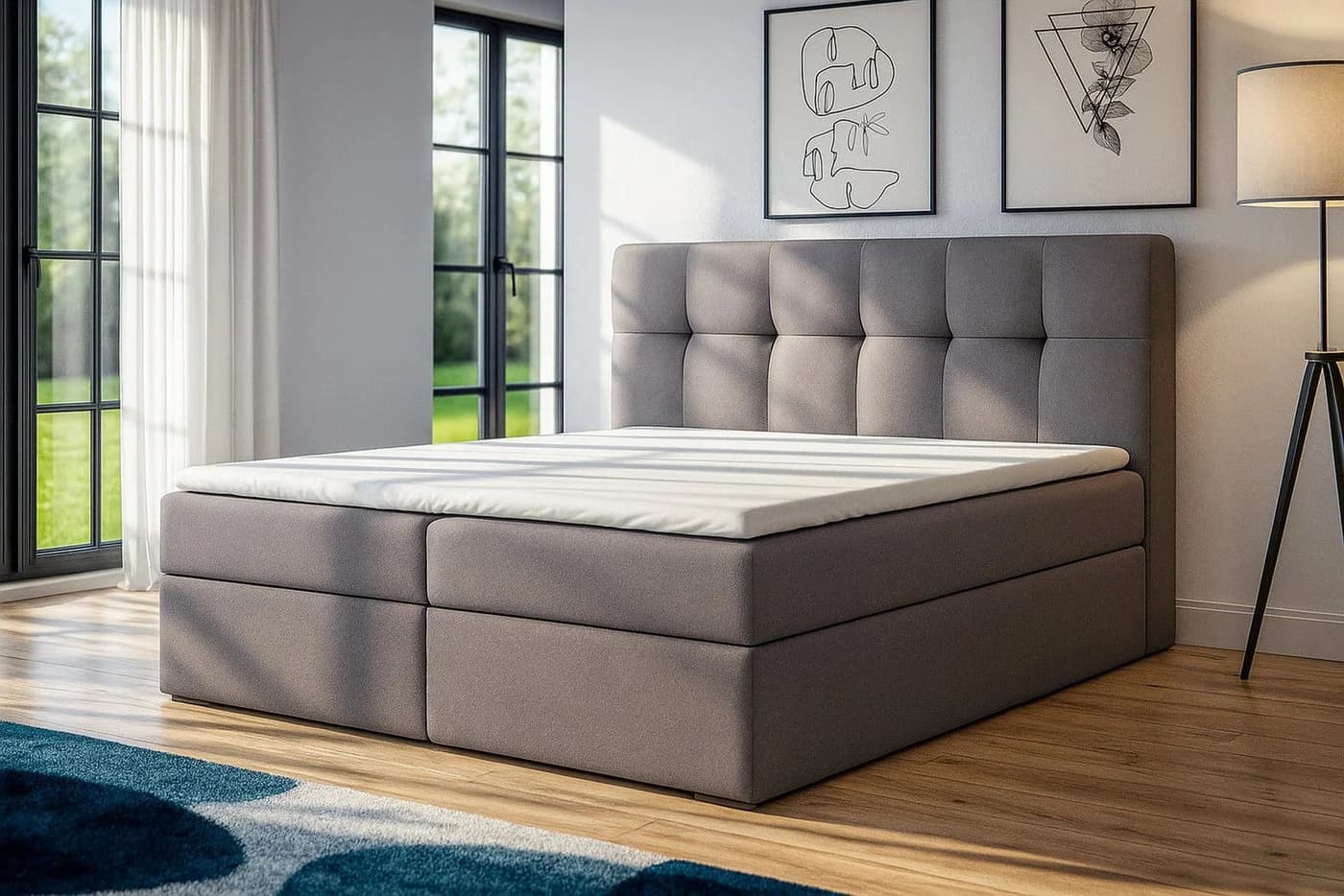 A&J MöbelLand Boxspringbett REF mit Bettkasten und gepolstertem Kopfteil