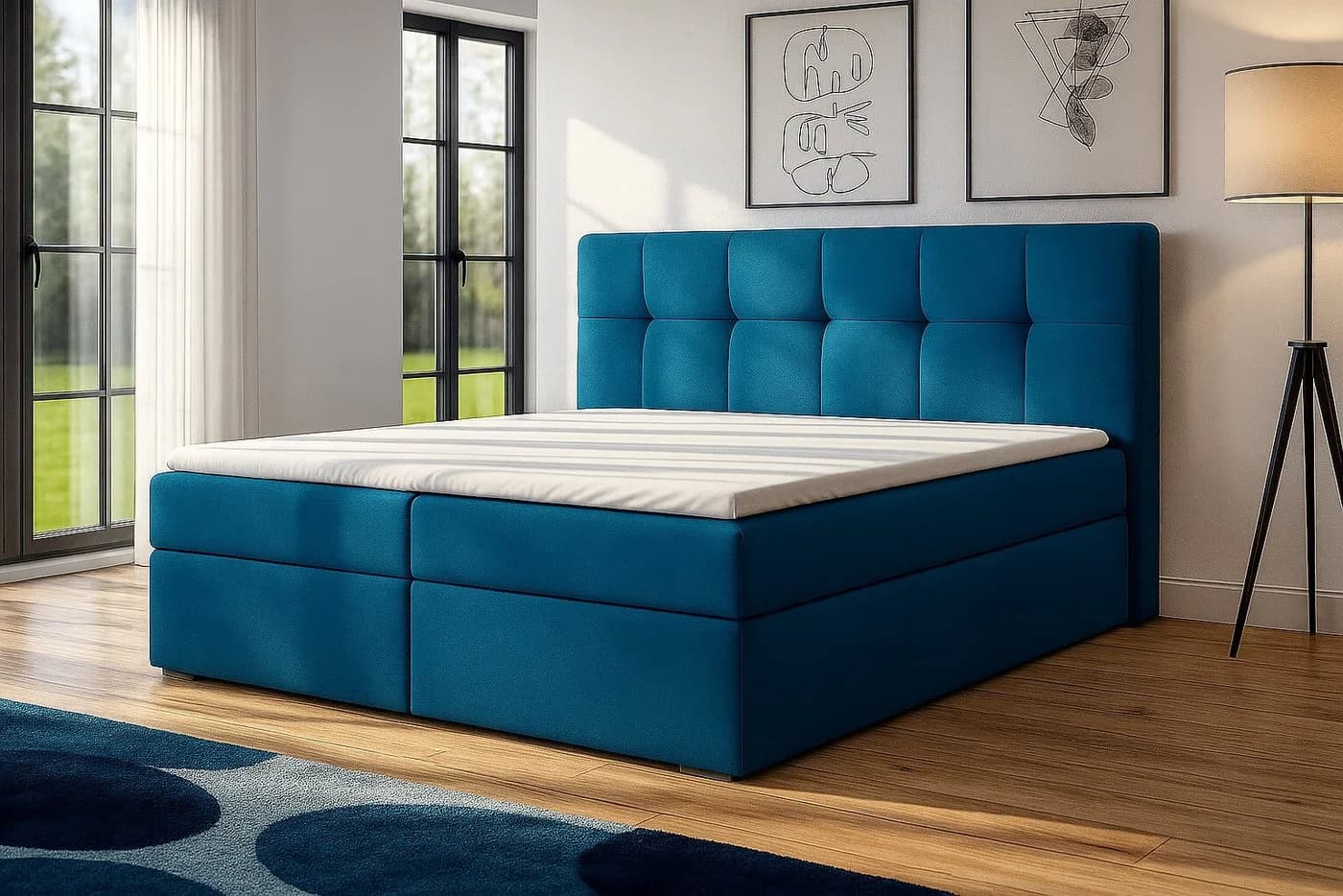 A&J MöbelLand Boxspringbett REF mit Bettkasten, Topper und gepolstertem Kopfteil