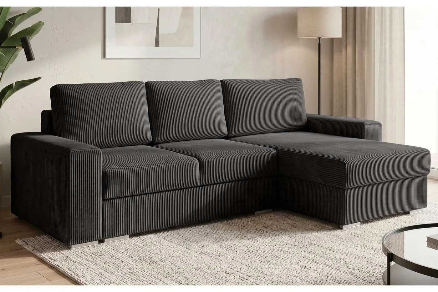 Deine Möbel 24 Ecksofa CORD-L MINI mit Schlaffunktion und Bettkasten