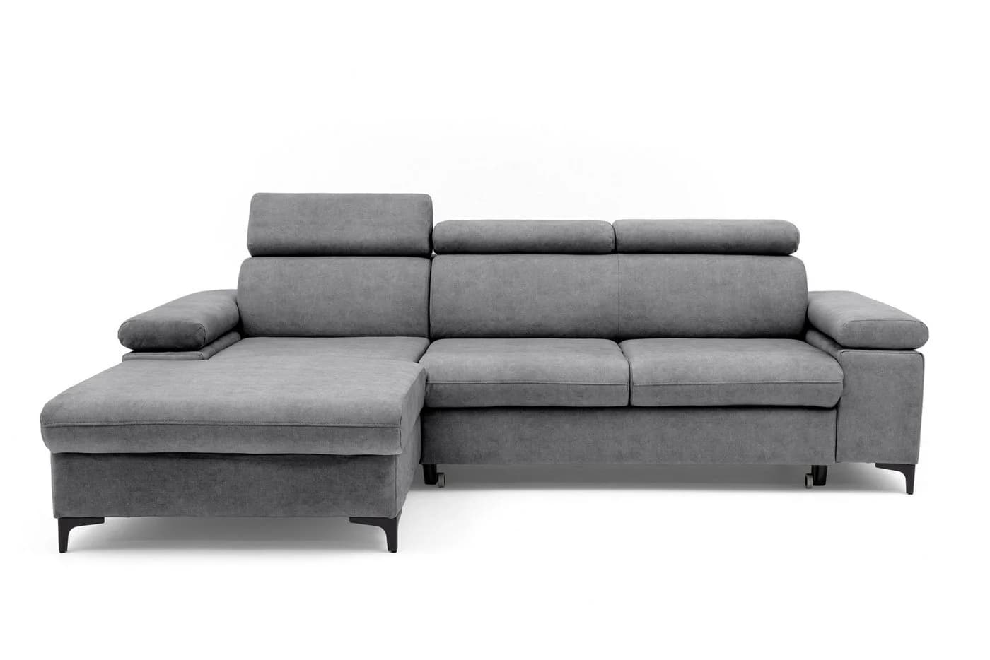 Muffo Ecksofa MAVIC Grau mit Schlaffunktion und Bettkasten