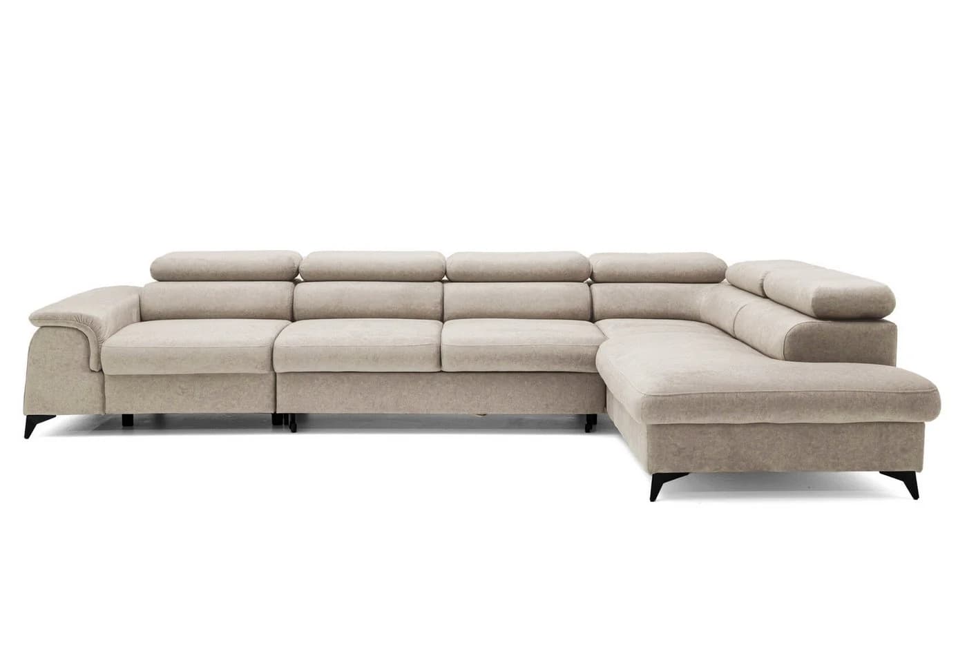 Muffo Ecksofa Plaza Maxi Beige mit Schlaffunktion und Verstellbaren Kopfstützen