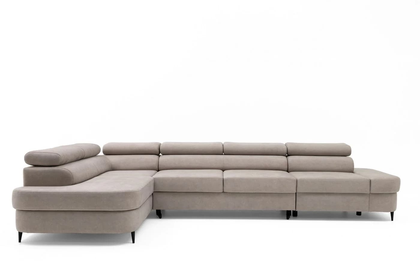 Muffo Ecksofa Priam Maxi L-Form Beige mit Schlaffunktion und Bettkasten