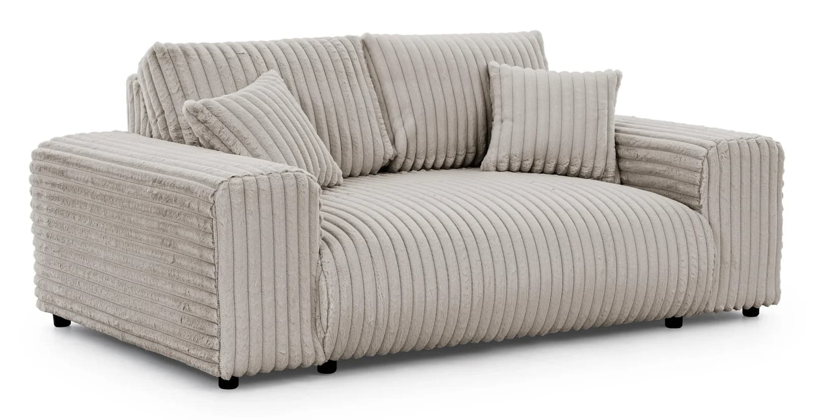 S-Style Möbel 2-Sitzer Sofa Mollis Plüschcord Grau