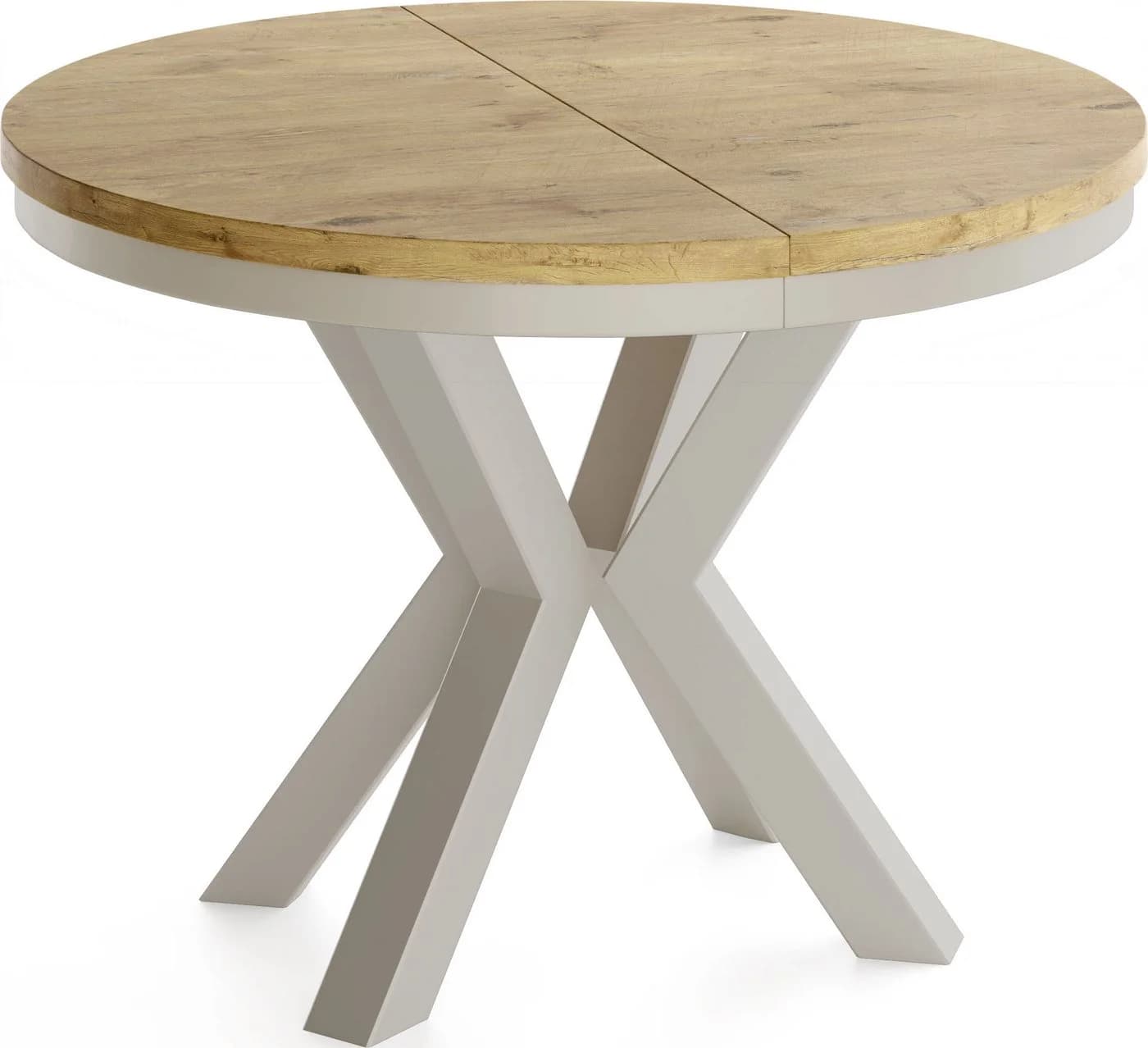 WFL GROUP Esstisch Clara Grau-Beige Rund Ausziehbar Industrial