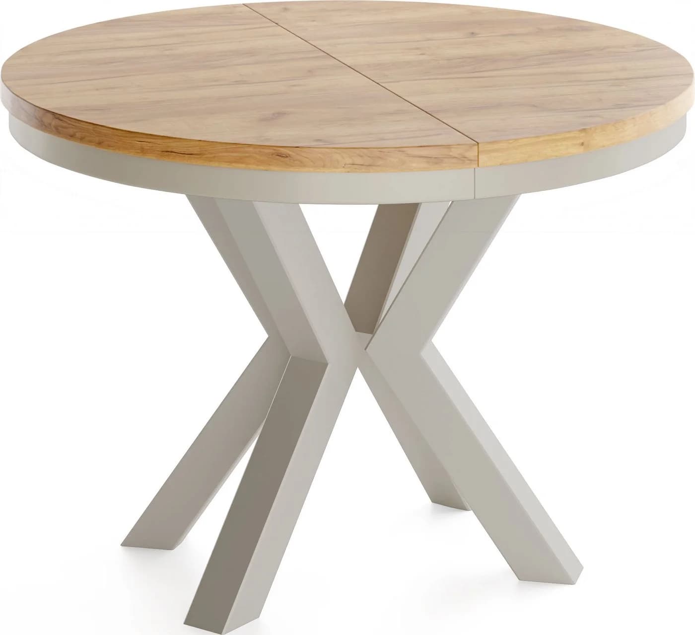 WFL GROUP Esstisch Clara Grau-Beige Industrial Rund Ausziehbar