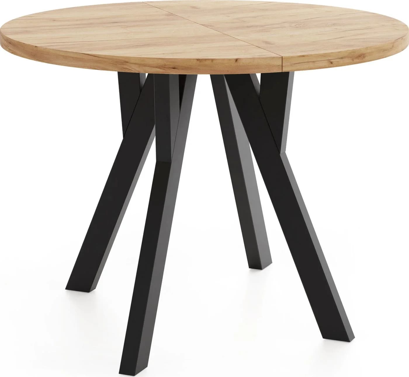 WFL GROUP Esstisch Avero Black ausziehbar rund mit Holzbeinen