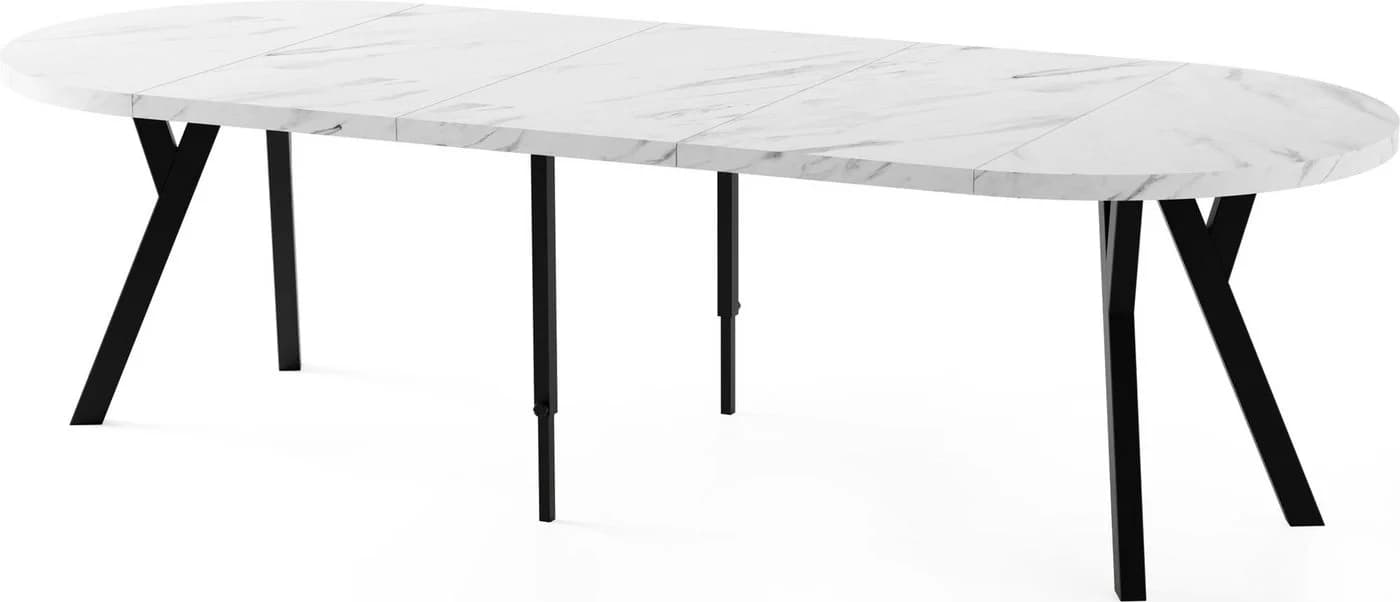 WFL GROUP Esstisch Twixy ausziehbar rund industrial weiß/schwarz