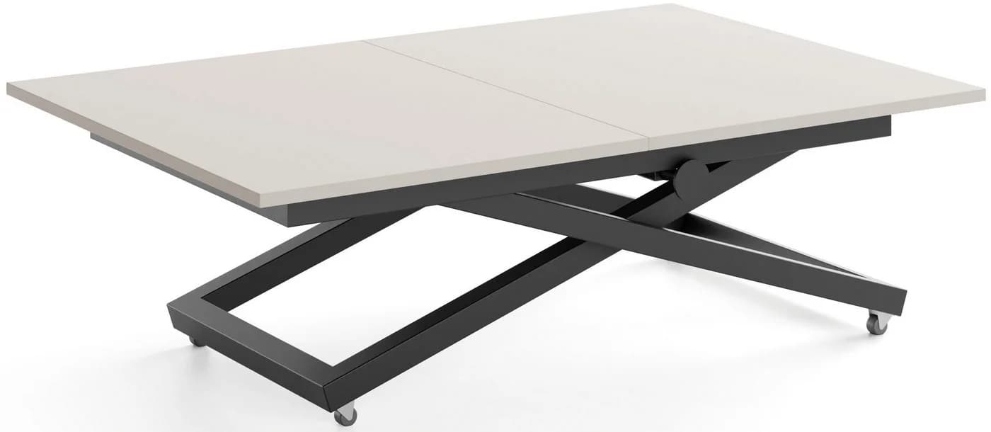 WFL GROUP Couchtisch Axen Ausziehbar Höhenverstellbar Schwarz Beige