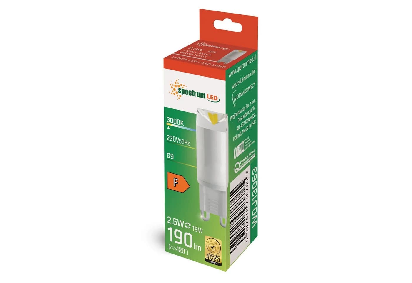 Spectrum LED G9 Leuchtmittel 2,5W Warmweiß 3000K Keramik