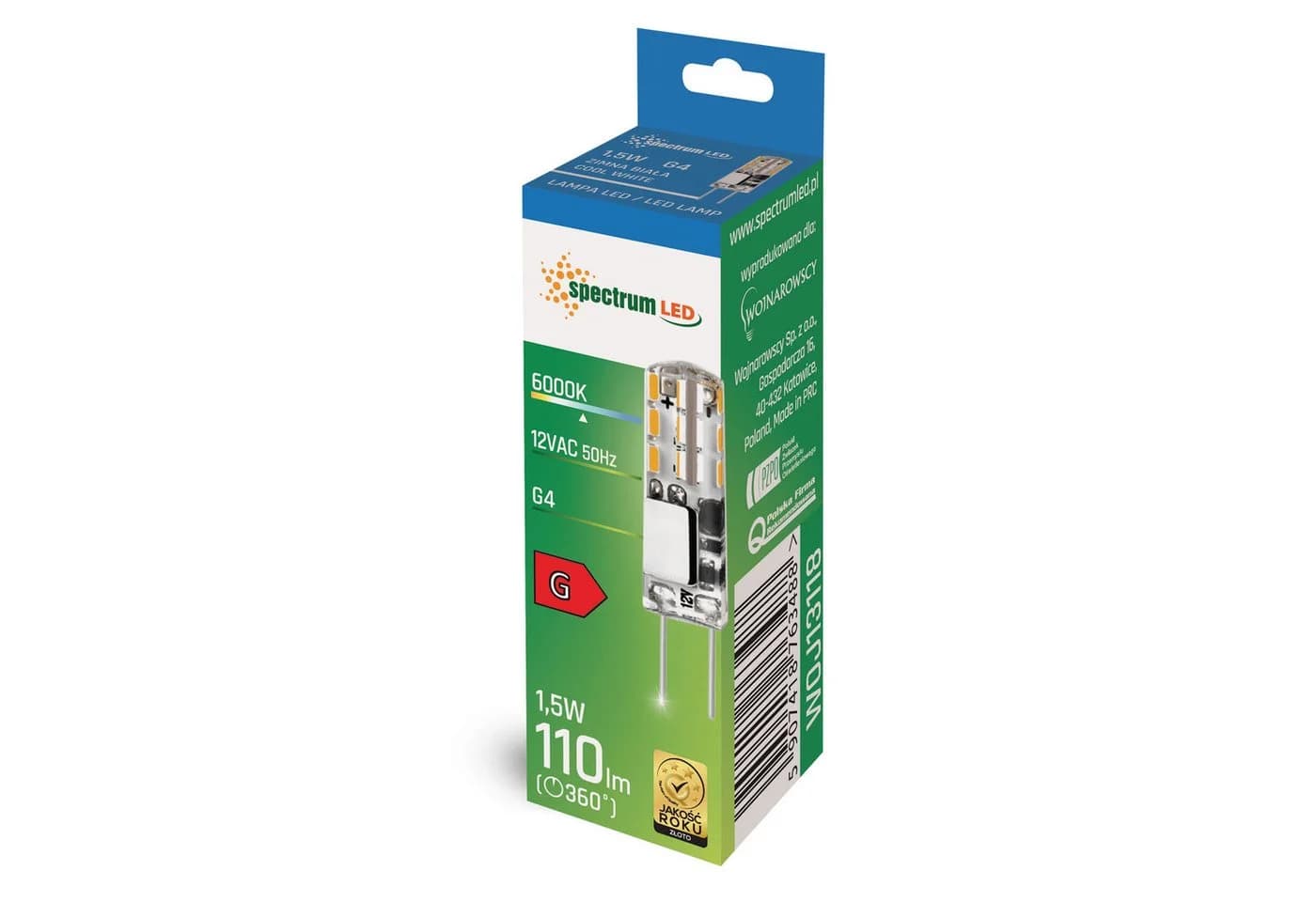 Spectrum LED G4 Leuchtmittel 1,5W Kaltweiß 12V 270lm