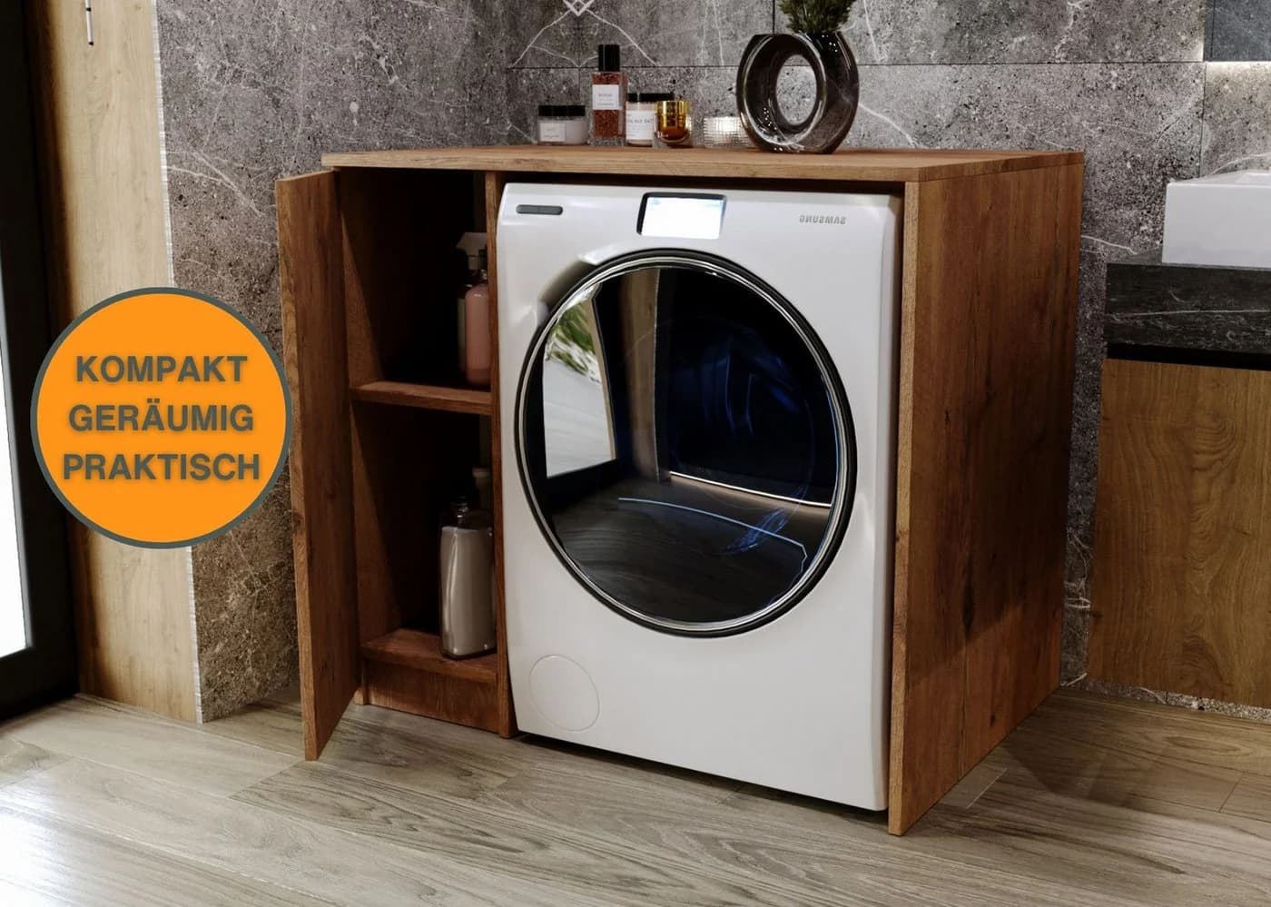 Raumhirsch Furniture Waschmaschinenumbauschrank mit Stauraum - 95x89x66 cm