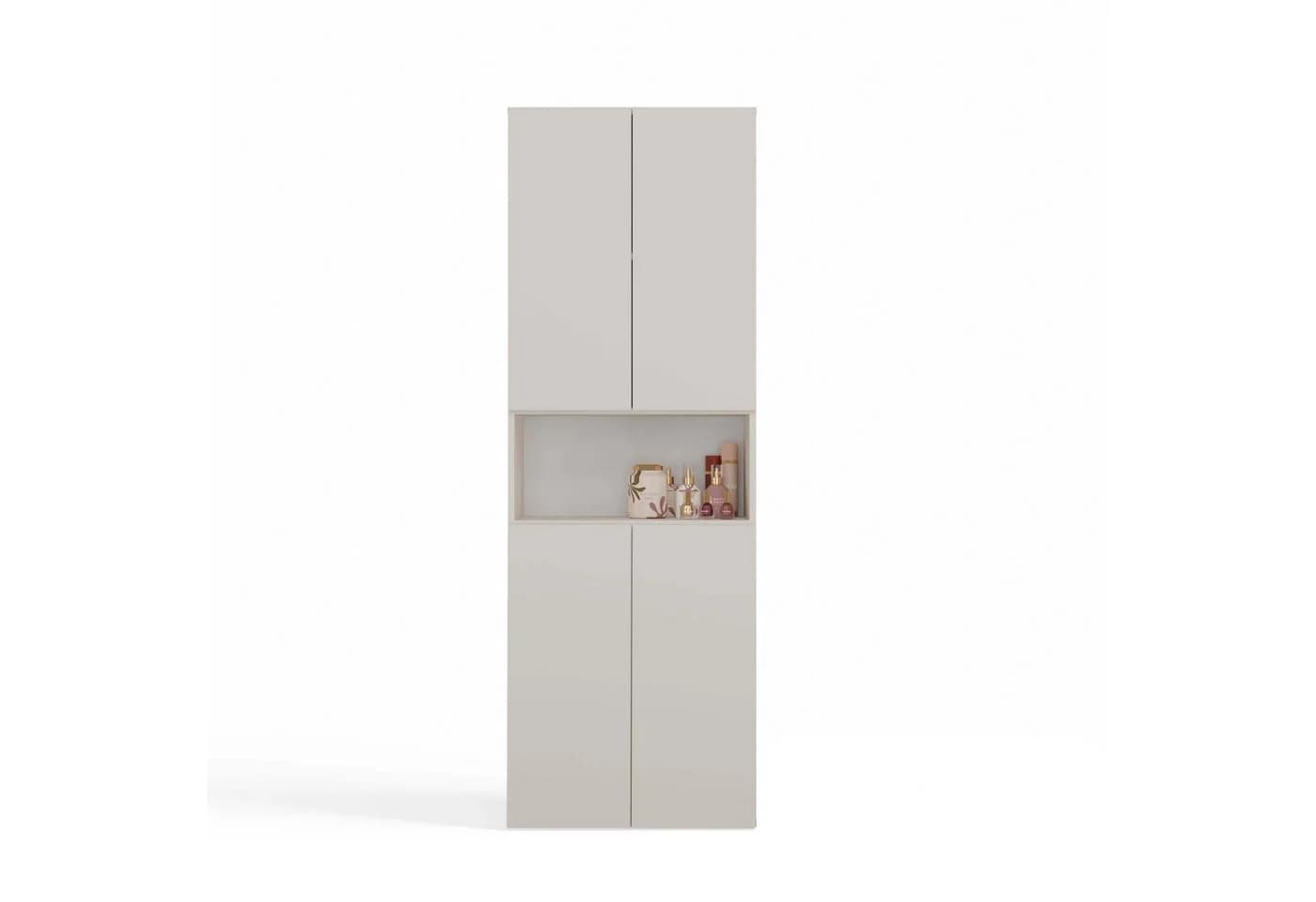 Raumhirsch Furniture Badkommode Hochschrank beige 3 Türen 5 Regale