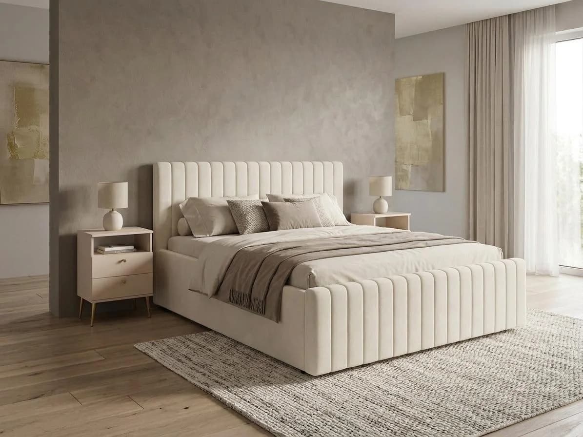OTTO HOME Polsterbett MOIVRE Weiß Chenille-Optik Modern