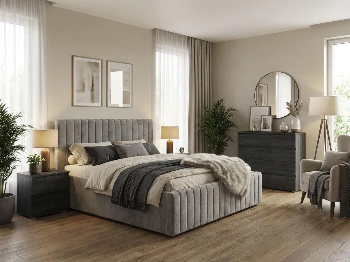 OTTO HOME Polsterbett MOIVRE Taupe mit Bettkasten