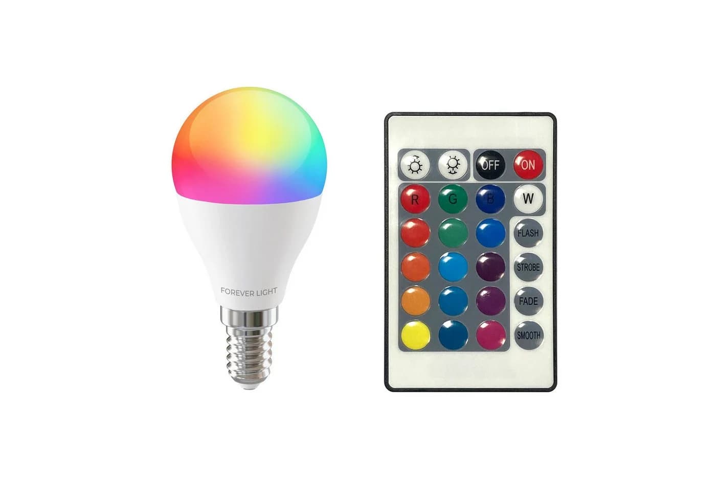 Forever Light LED-Leuchtmittel Lampe mit Fernbedienung RGB E14 G45 5W 500lm Neutralweiß 4000K