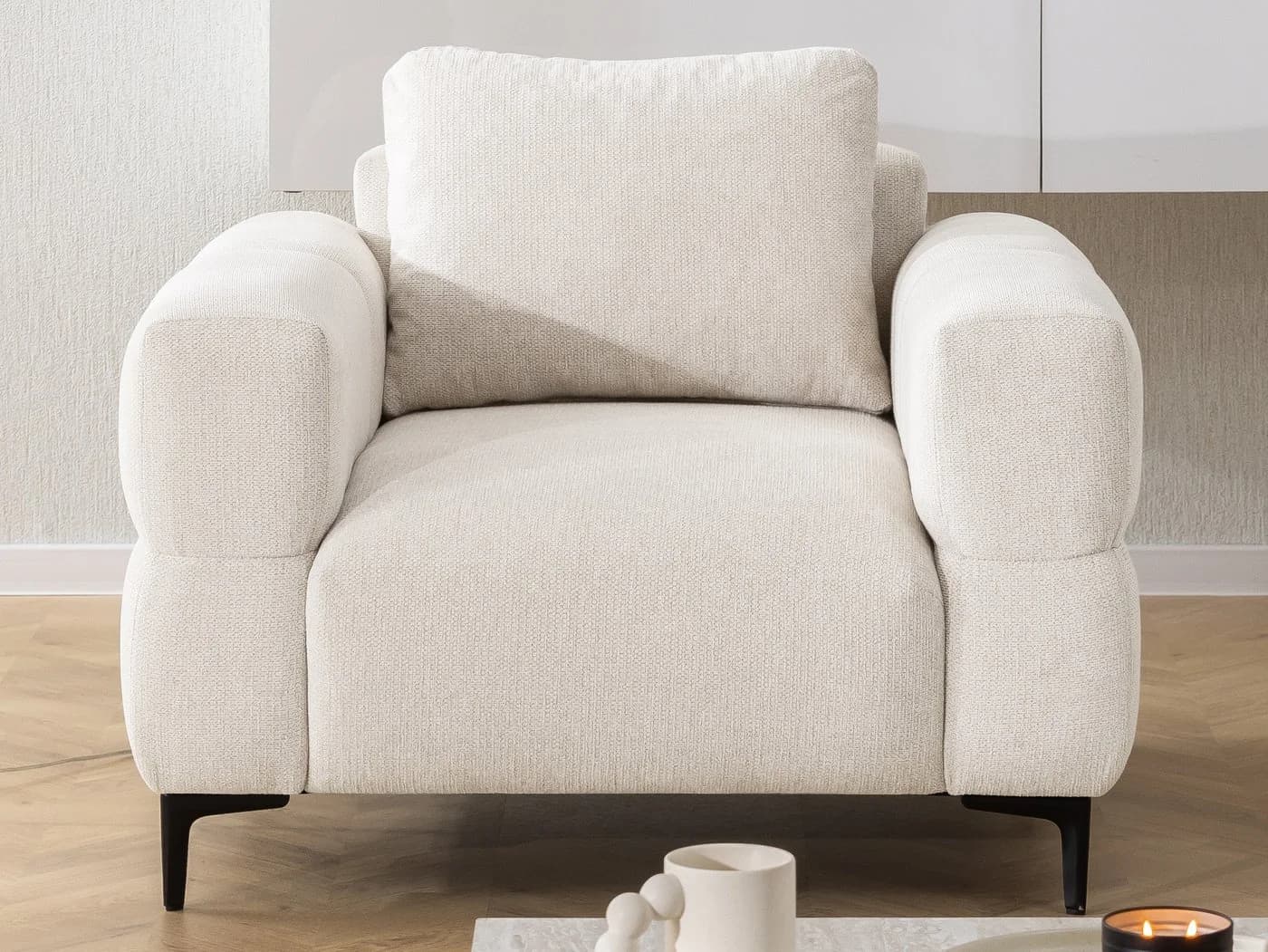 S-Style Möbel Sessel Cardea in Bubble-Optik aus weichem Strukturstoff mit hohem Sitzkomfort