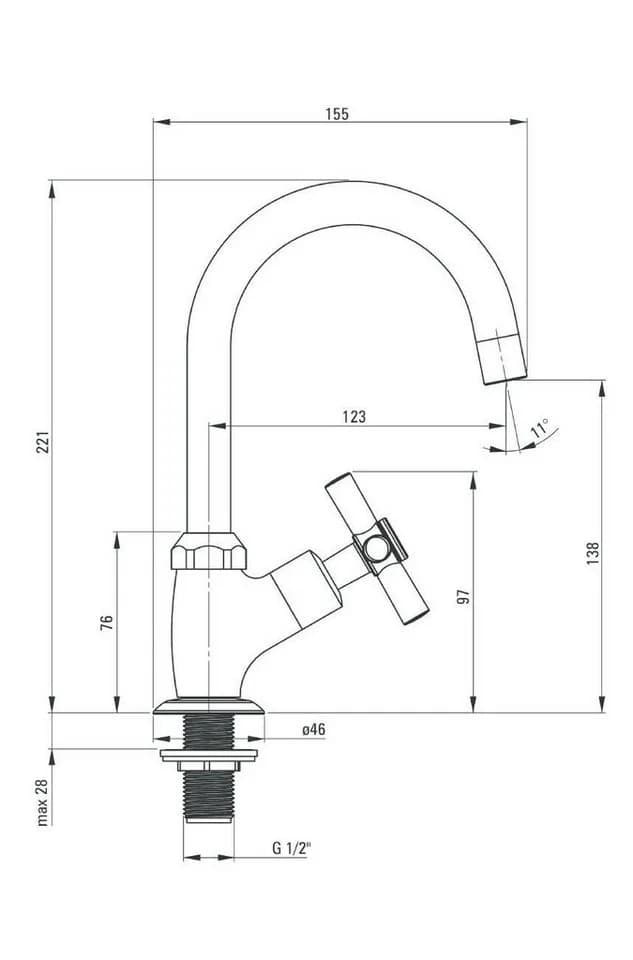 Deante Waschtischarmatur BEZ 024L Kaltwasser Standventil Chrom
