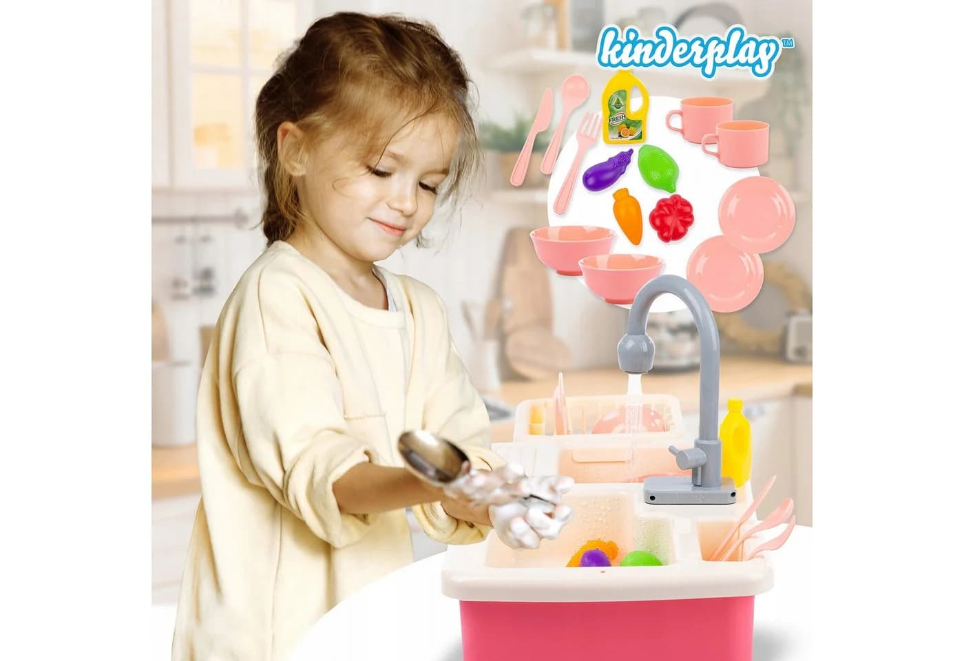 Kinderplay Dolls & Strollers Spielküche Spielküchen-Spülbecken Realistischer Wasserkreislauf Rollenspiel Kunststoff
